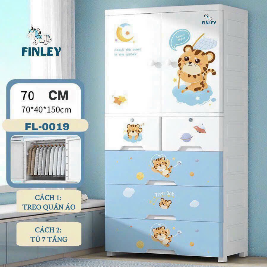 Tủ nhựa cho bé 5 - 6 - 7 tầng FINLEY (SIZE LỚN 70CM) treo quần áo