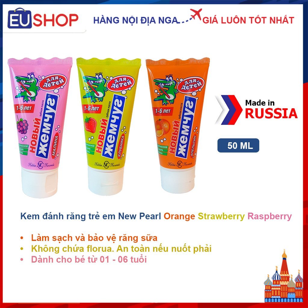 Kem đánh răng trẻ em New Pearl Nga, 50ml, Prokudent 75ml và Dontodent Đức 100ml