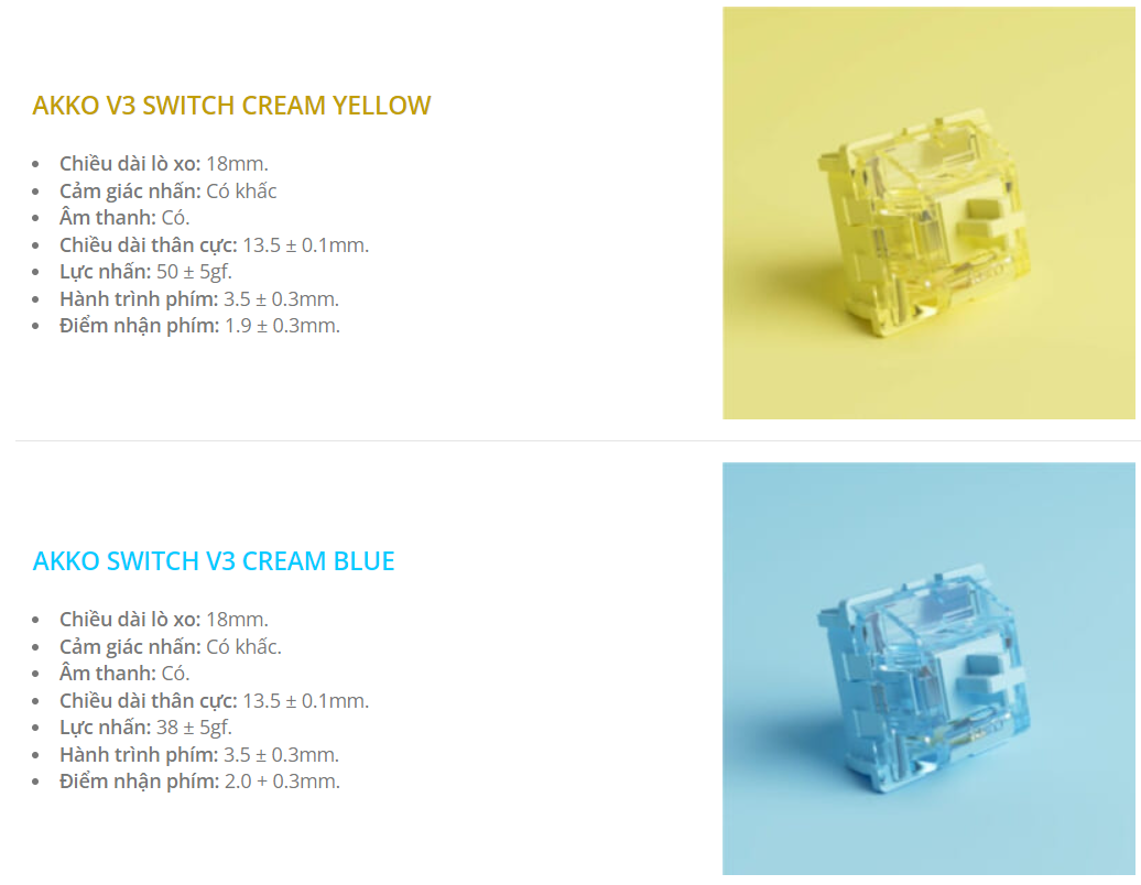 Bộ switch AKKO CS v3 Cream Blue/Cream Yellow (45 switch/Pack) - Hàng chính hãng