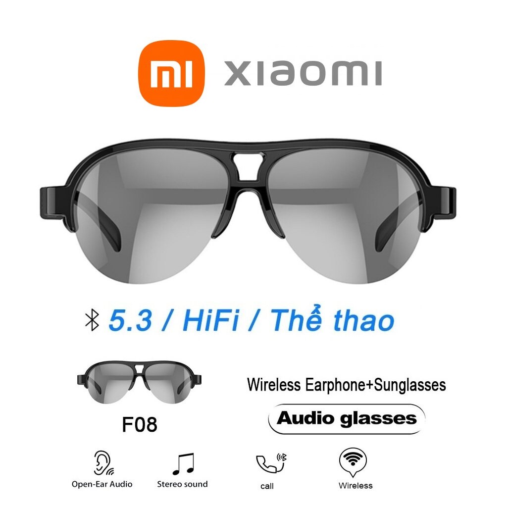Xiaomi Việt Nam Hàng Quốc Tế Mắt Kính Tích Hợp Tai Nghe Bluetooth Không Dây Nghe Nhạc Nhận Cuộc Gọi Rảnh Tay Công Nghệ Kính Thông Minh Bluetooth Đa Chức Năng F08 Không Dây 2024 Tia Sáng Xanh Thích Hợp Khi Lái Xe, Làm Việc