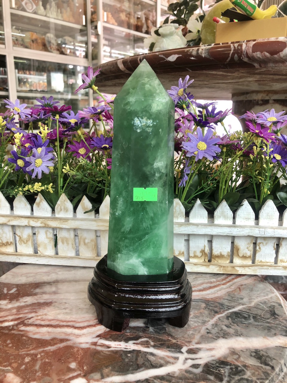 Trụ đá phong thủy trấn thạch đá thạch anh xanh - Nặng 1,15 kg và 1,35 kg