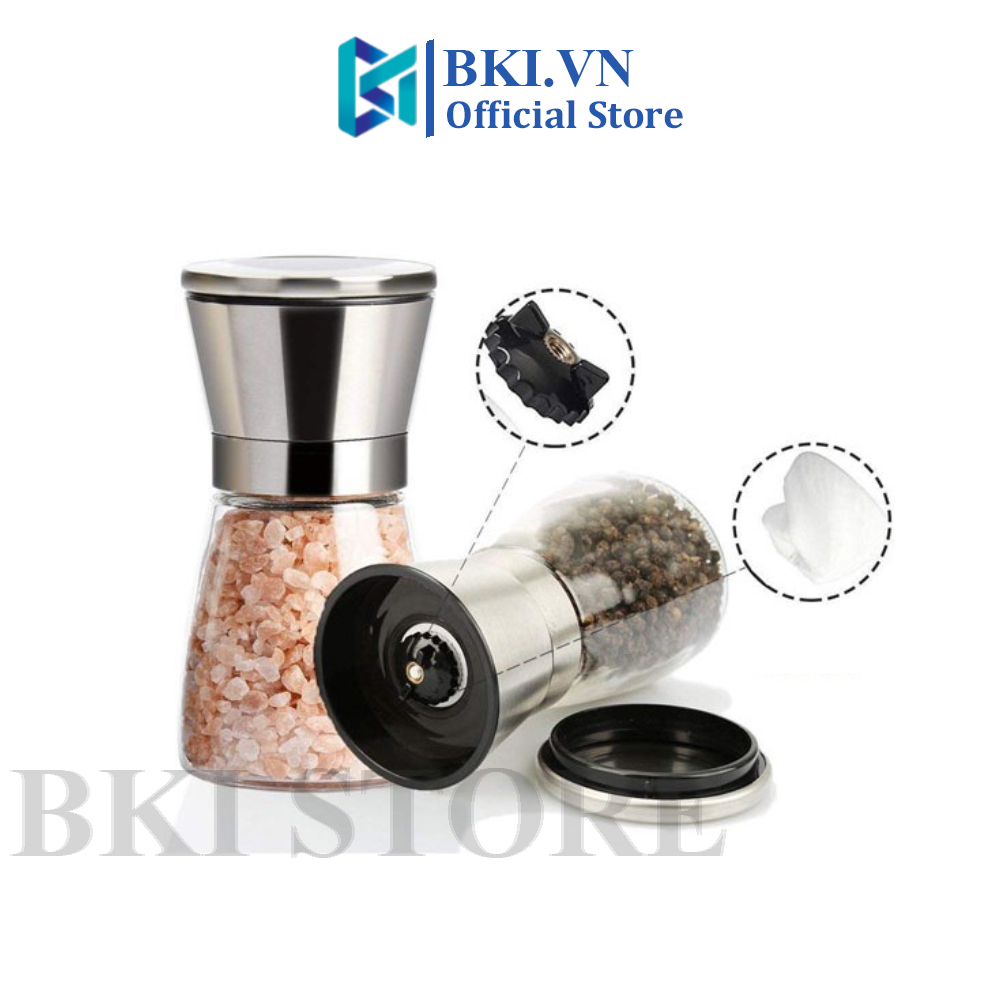 Dụng Cụ Xay Hạt Tiêu Thủy Tinh Cầm Tay Mini Đầu Inox, Lọ Xay Tiêu Bằng Tay Thao Tác Đơn Giản, Dễ Sử Dụng, An Toàn Hợp Vệ Sinh