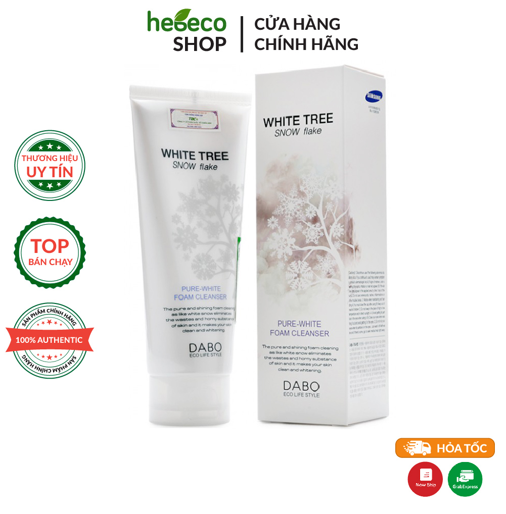 Sữa rửa mặt ngừa mụn và làm mờ nám, tàn nhang từ cây tuyết trắng dabo white tree snow flake 150ml - hàn quốc