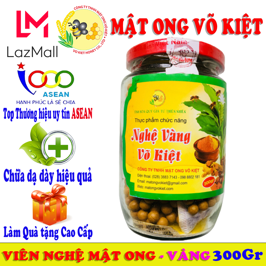 Viên nghệ mật ong Võ Kiệt 300gr, nghệ vàng mật ong hỗ trợ dễ tiêu hóa, giảm đau dạ dày, tăng cường miễn dịch, bồi bổ cơ thể, quà tặng ý nghĩa