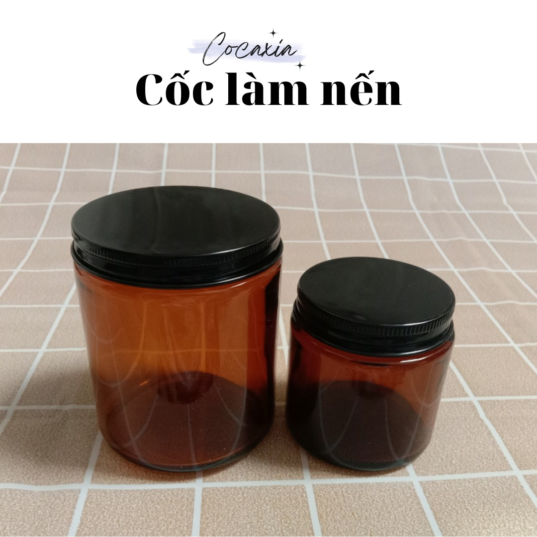 Cốc thủy tinh đựng nến cốc thủy tinh màu nâu nắp kim loại dung tích 100ml 250ml