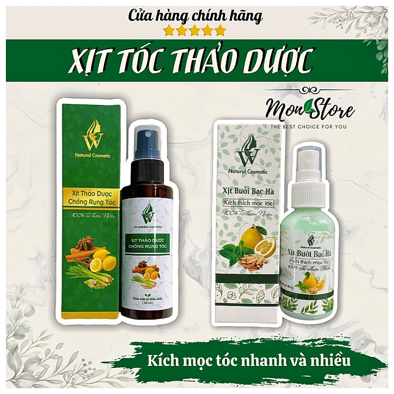 Xịt bưởi bạc hà / Xịt quế sả chanh kích thích mọc tóc, ngăn rụng, kiềm dầu, chống bết tóc - VV Natural Cosmetic