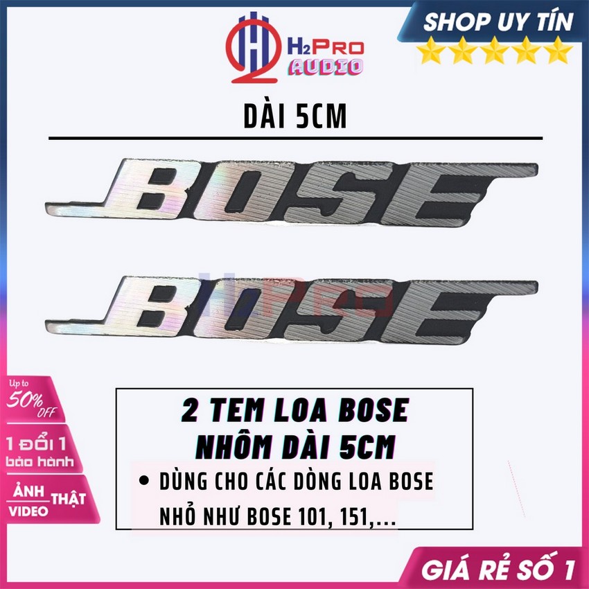 2 Tem Loa B.o.s.e Nhôm Cỡ Nhỏ Dài 5Cm, Tem Dán B.o.s.e Thùng Loa Cỡ Nhỏ Mini Như B.o.s.e 101, 151,...-H2Pro Audio