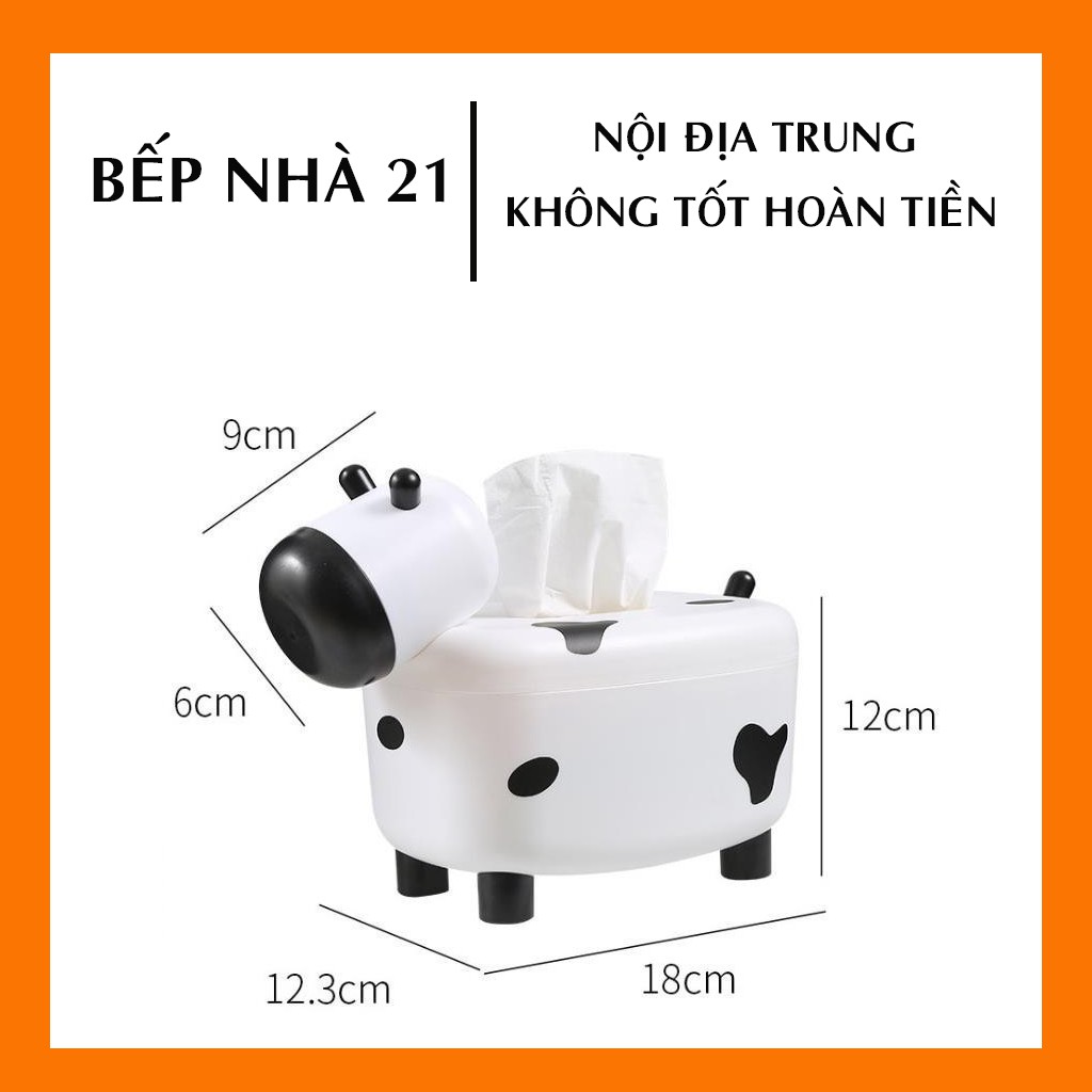[LOẠI 1] Hộp Đựng Giấy Ăn, Hộp Đựng Tăm Xỉa Răng Để Bàn 2in1 Hình Bò Sữa Siêu Cute - GD228