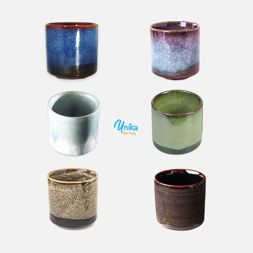 Cốc trụ uống trà - cafe 7x7cm 6 màu khác nhau - cốc gốm bát tràng cao cấp - ly gốm bát tràng - ly uống trà cafe
