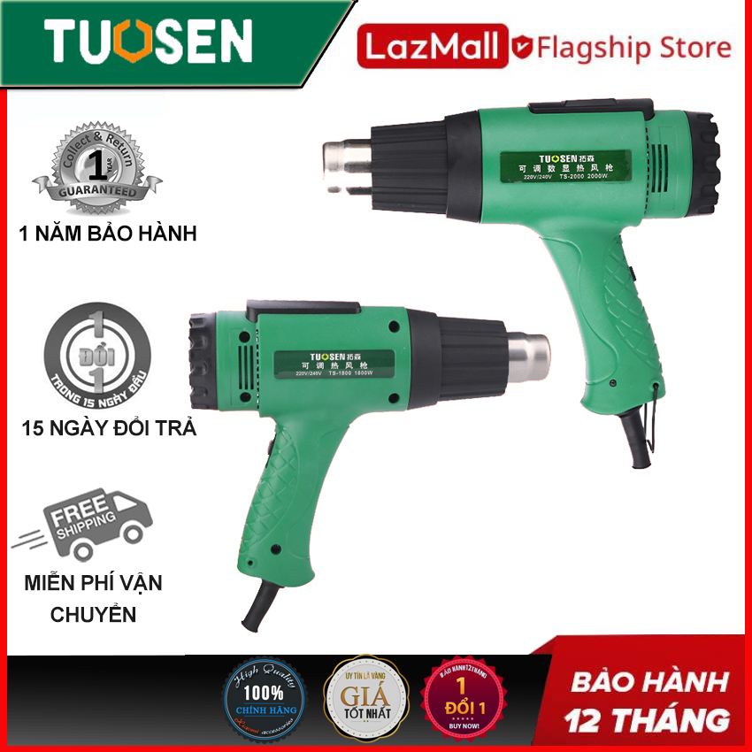 Máy khò nhiệt, Máy khò màng co, Máy đóng seal, Sung thổi hơi nóng 1800W-2000W chính hãng TUOSEN (có chỉnh nhiệt, có lựa chọn màn hình)