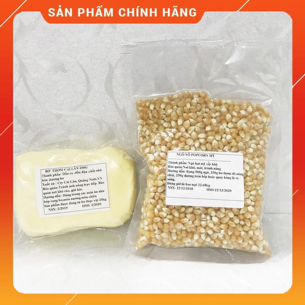 500G Popcorn - Bắp Nổ Hồ Lô Corn Kernels Bỏng Ngô Hàng Cao Cấp(kèm 200g Bơ thơm Cái Lân)