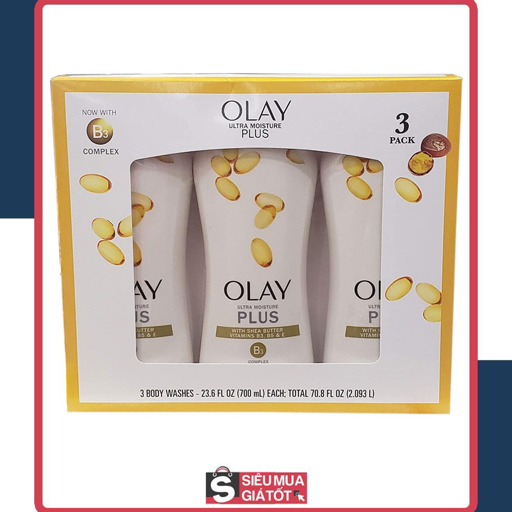Set 3 chai sữa tắm dưỡng ẩm olay ultra moisture plus 700ml mỹ