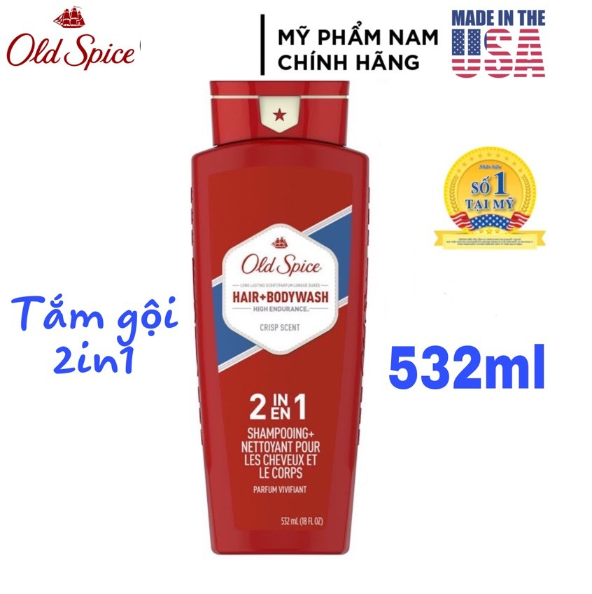 Sữa tắm gội nam 2in1 old spice high endurance hair + body wash 532ml - mỹ