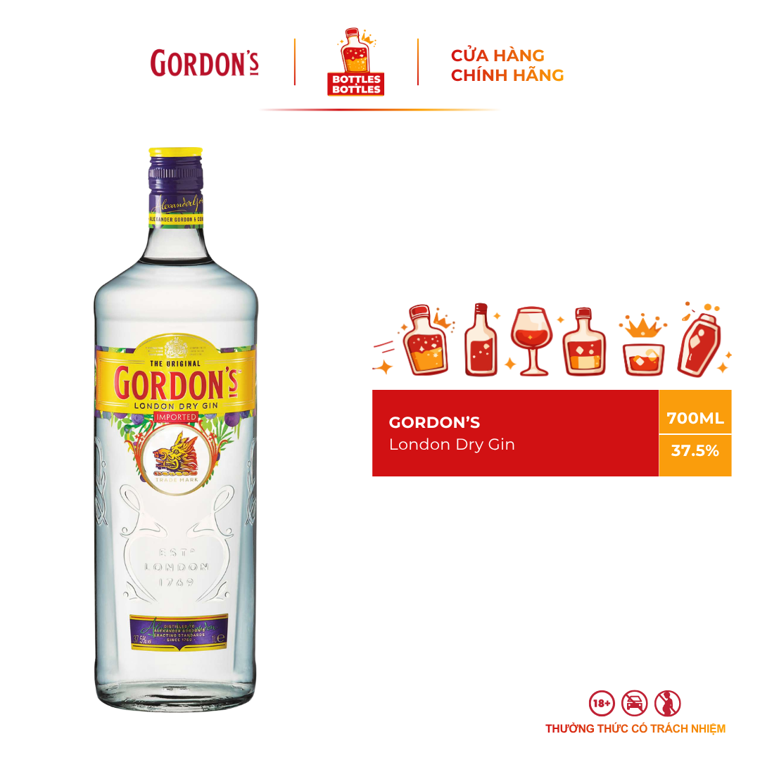 [CHÍNH HÃNG] Rượu Gordon's London Dry Gin - 700ML - 37.5%