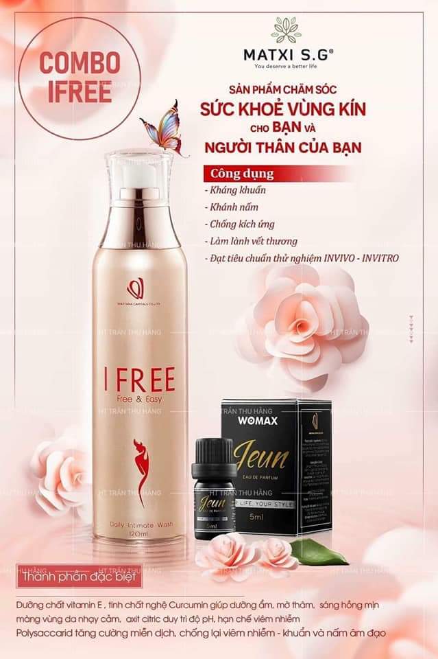 Dung dịch vệ sinh ifree tặng kèm nước hoa vùng kín jeun