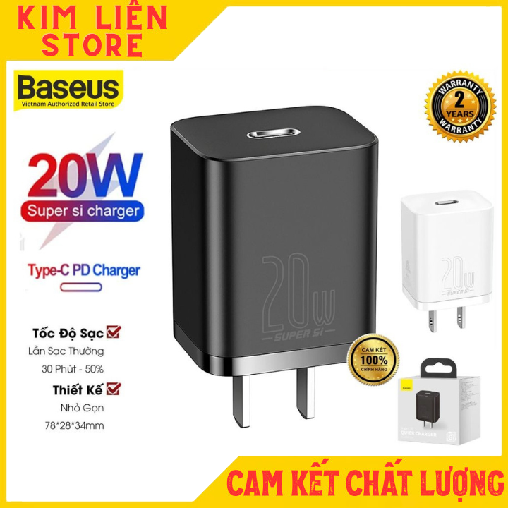 Củ sạc nhanh 20w baseus super si ccsup-a01 / a02 có cốc sạc mini type c tương thích cho iphone , samsung , xiaomi , oppo