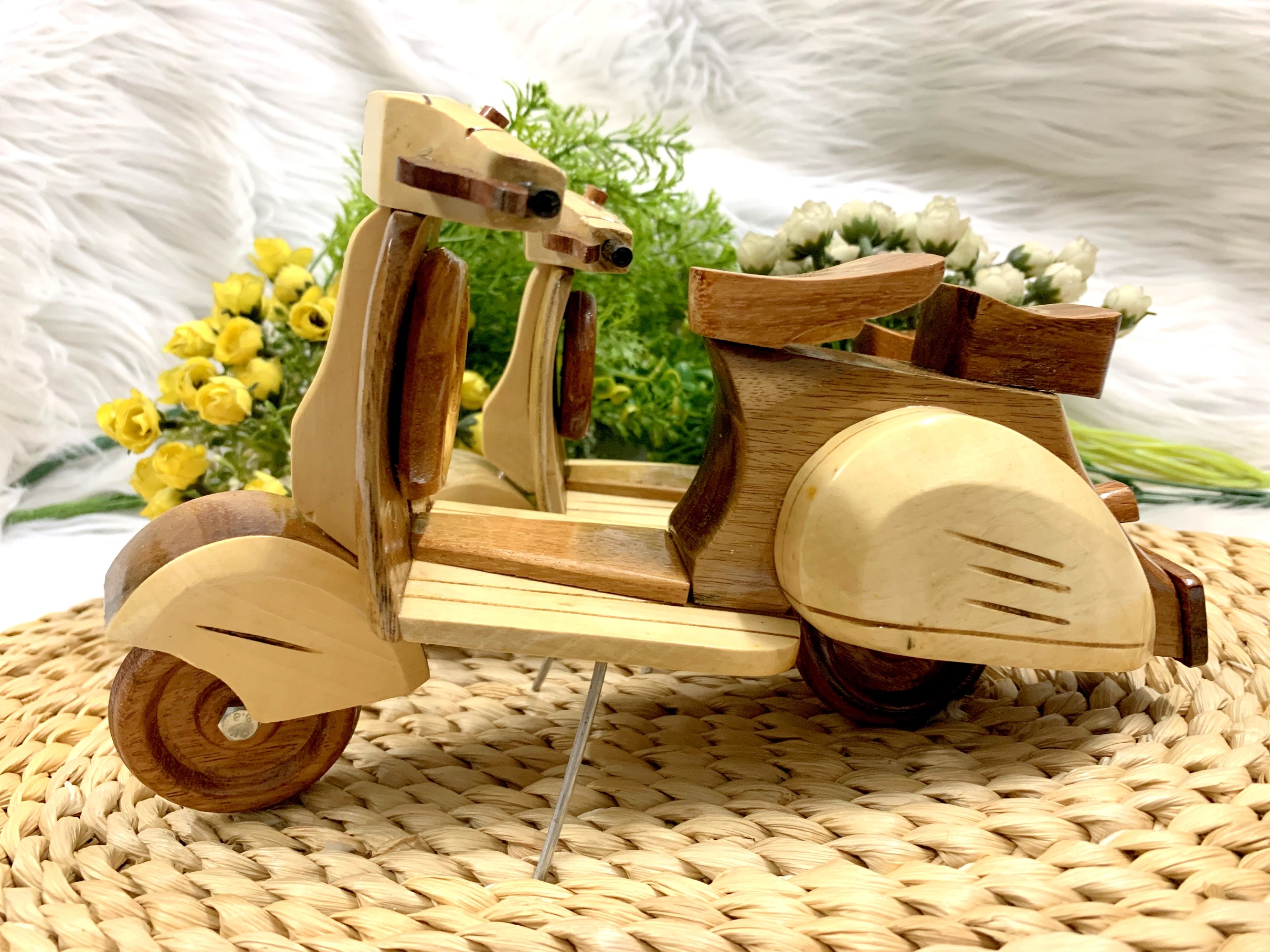 Mô hình xe Vespa bằng gỗ, xe máy bằng gỗ chất lượng cao gỗ tự nhiên