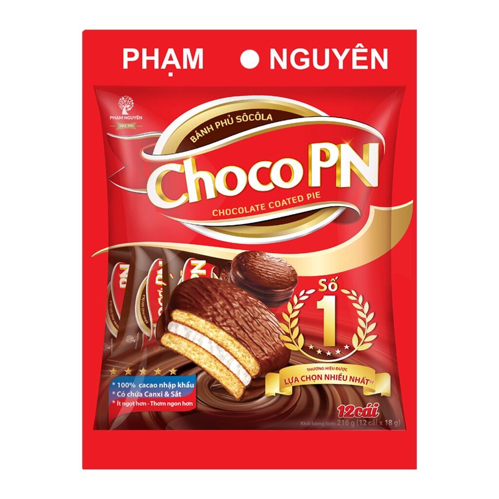 Combo 5 bich bánh choco p&n 216g - đồ ăn vặt giá rẻ