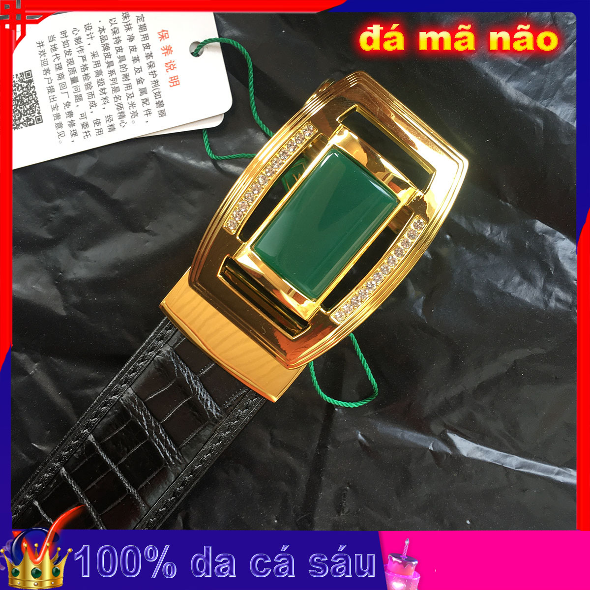 Dây nịt nam Thắt Lưng da Doanh Nhân Da cá sấu Thật thời trang cát viên khoá mạ VÀNG 24K cao cấp