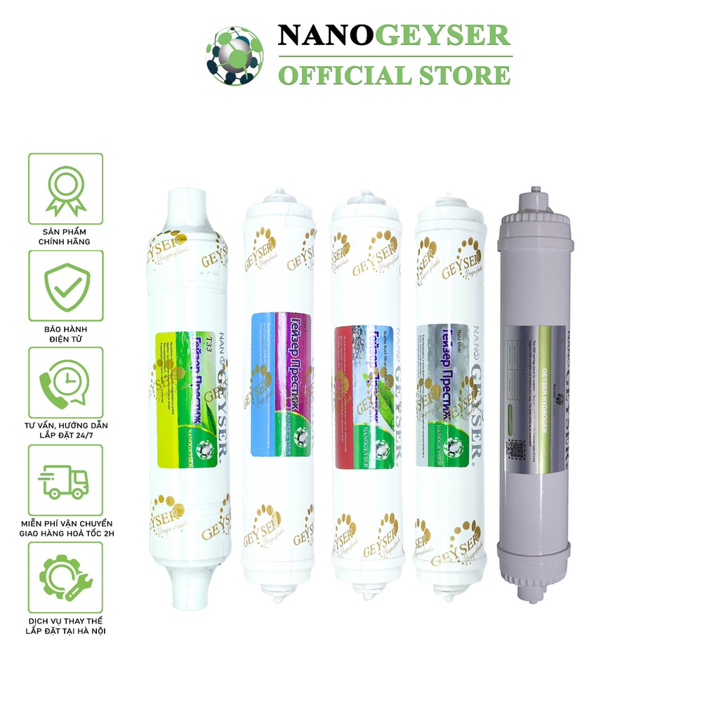 Bộ 5 lõi lọc nước 45678 dùng cho các dòng máy nano, lõi t33, 3in1, maifan, nano silver, hydrogen nano geyser
