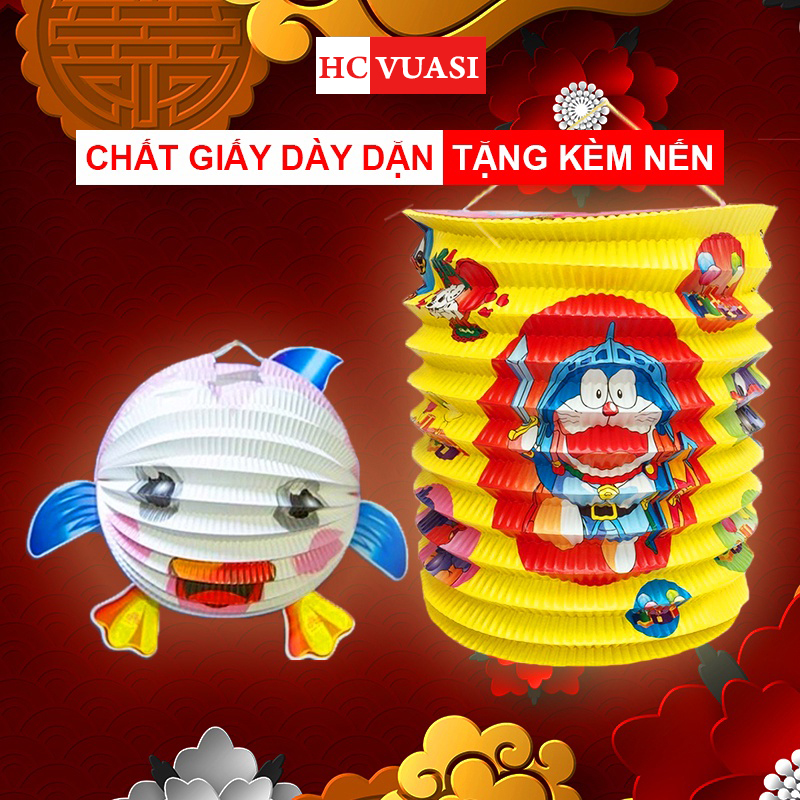 Lồng đèn trung thu hình thú HCFOOD.VN, Đèn lồng giấy nhiều màu sắc đáng yêu cho bé