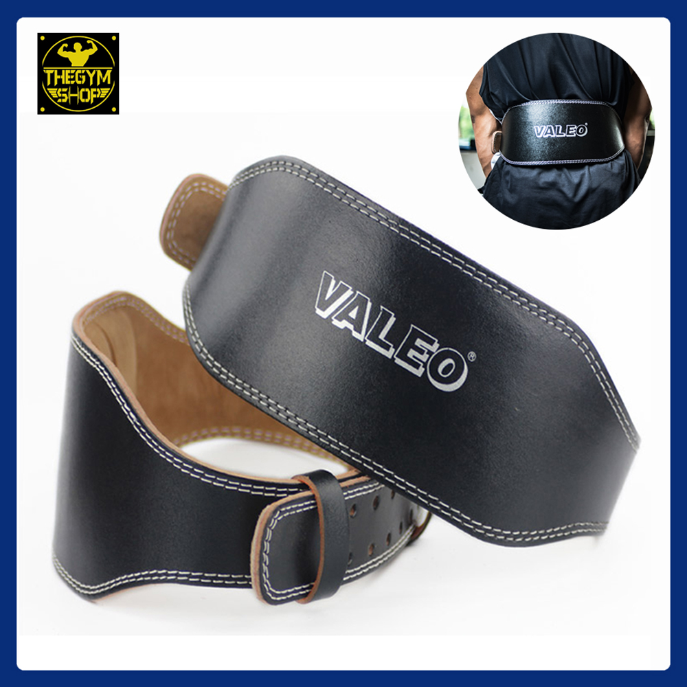 Đai lưng tập gym da cứng Valeo Fitness có đệm, đai lưng tập gánh tạ, deadlift chuyên nghiệp