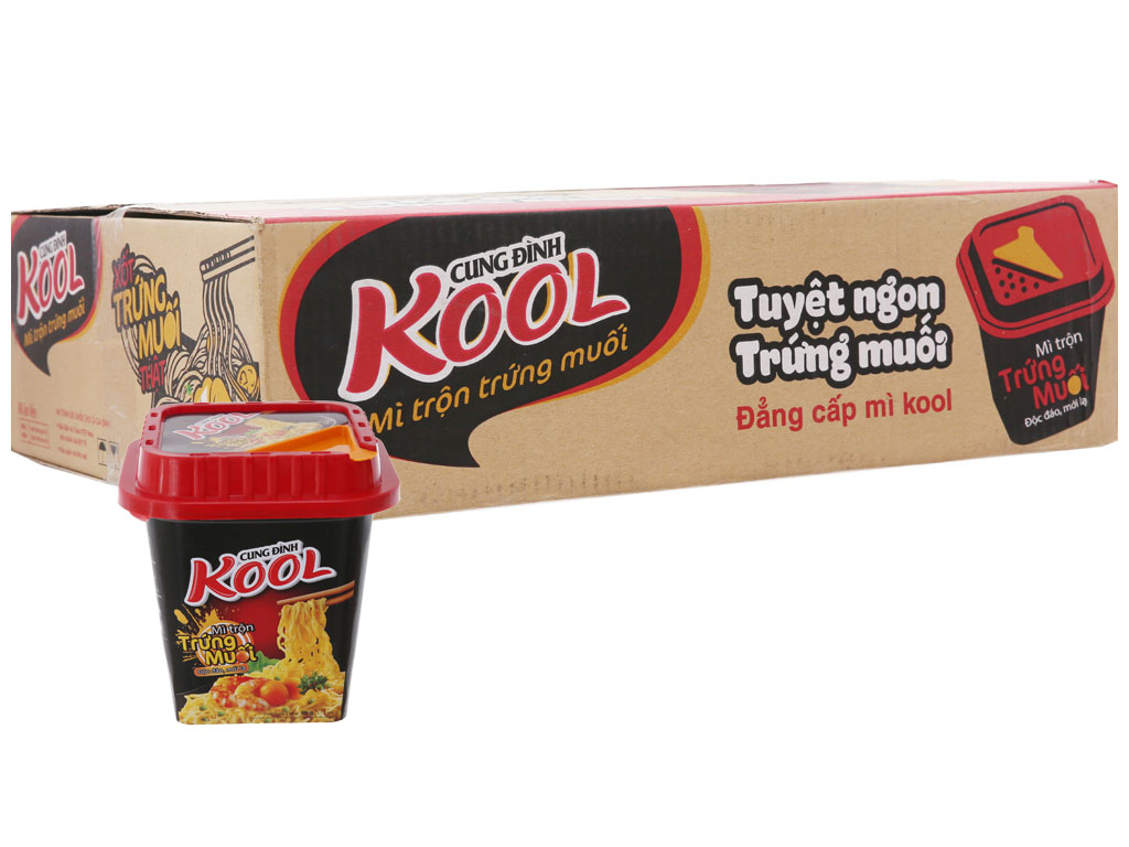 Thùng 12 tô mì trộn Cung Đình Kool trứng muối 90g