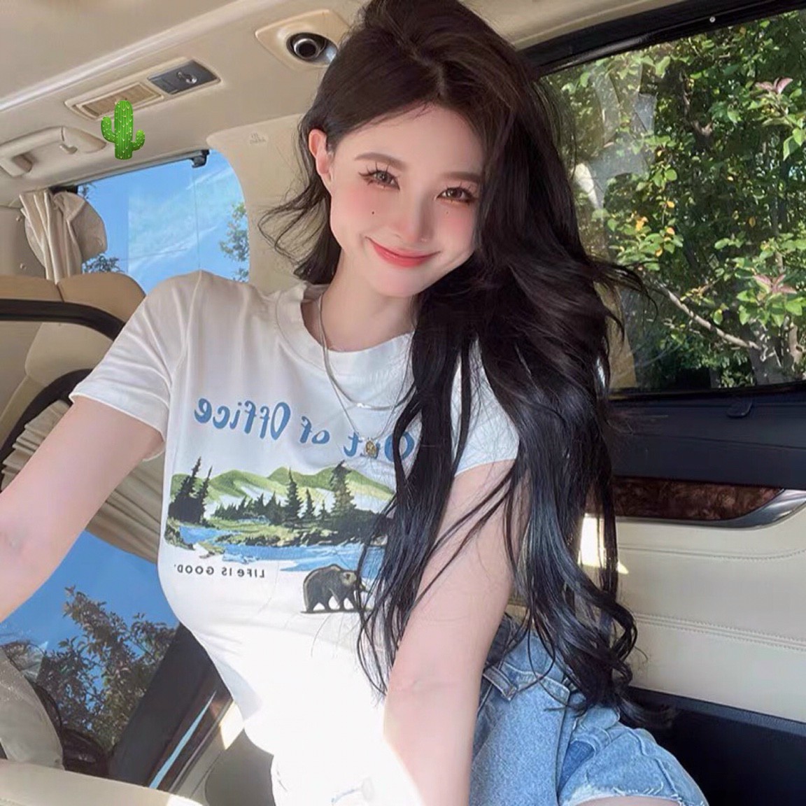 Áo croptop in họa tiết rừng cây hoang dã cá tính cho bạn gái