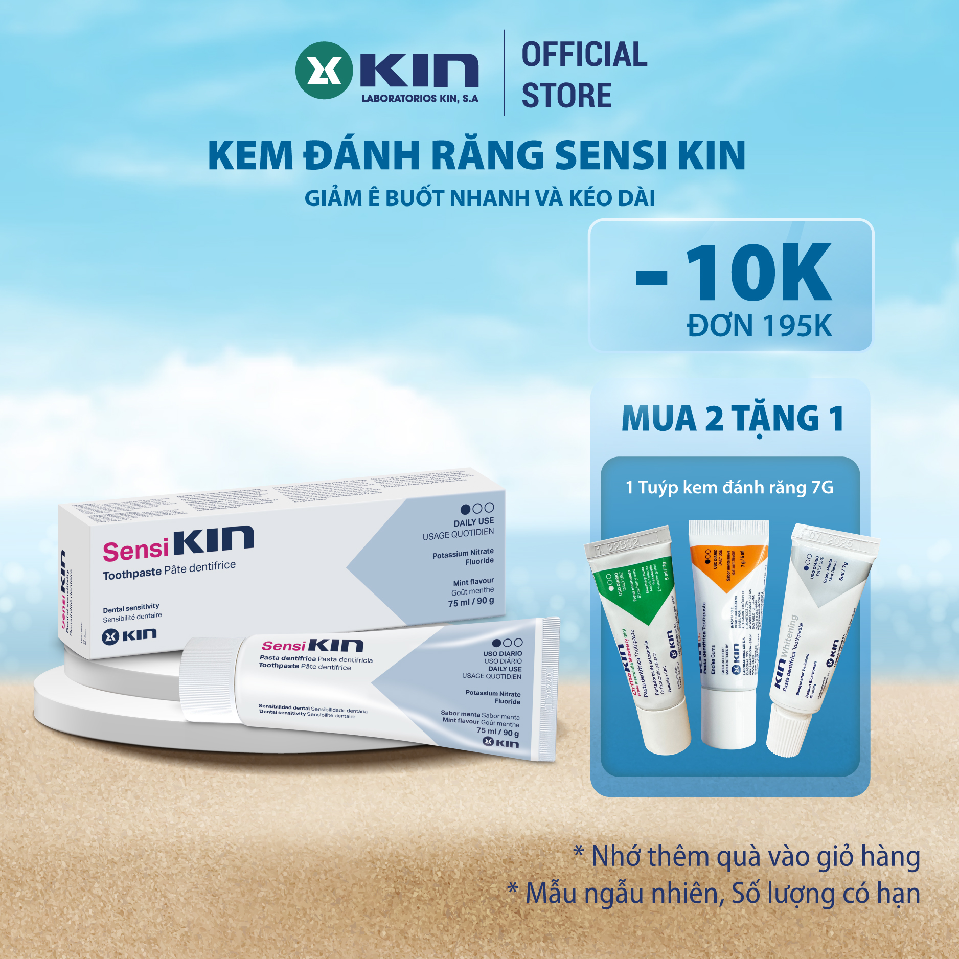 Kem Đánh Răng Sensi Kin Giảm Nhanh Ê Buốt, Ngăn Ngừa Tái Phát Cho Răng Nhạy Cảm 75ml