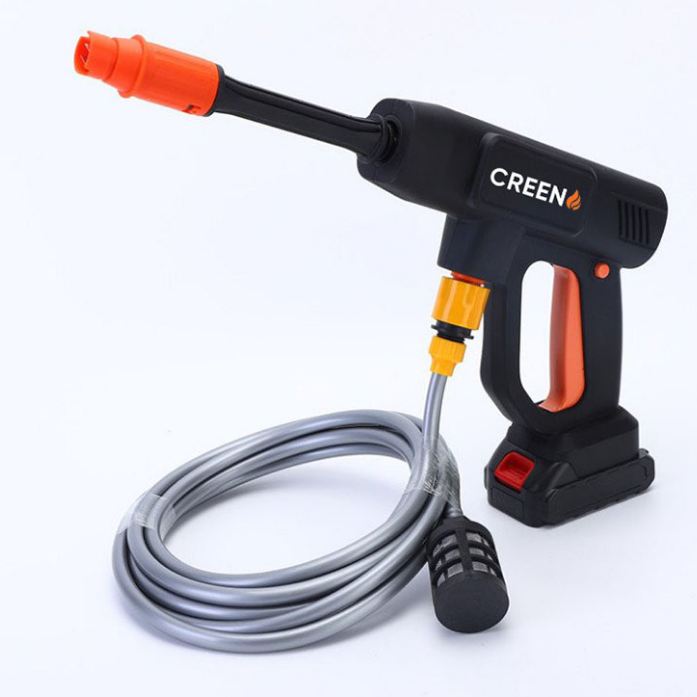 Máy rửa xe, máy rửa xe cầm tay, máy rửa xe không dây, súng rửa xe, súng xịt rửa áp lực cao pin 24V Creen CR-G102, Tăng 300% áp lực nước so với vòi thường Bảo hành 12 tháng
