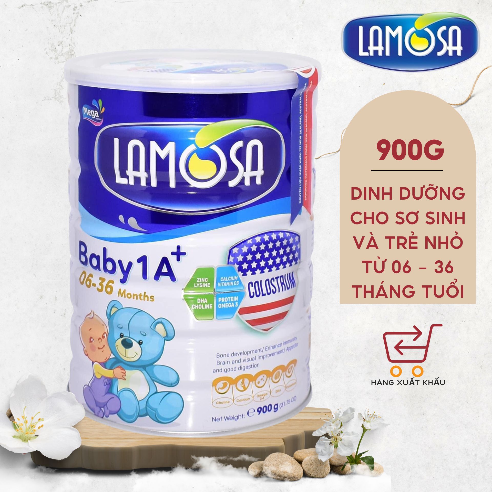 Sữa Bột Có Thành Phần Sữa Non Cho Bé từ 6 tháng đến 36 tháng tuổi Lamosa BABY A+ 900G hàng xuất khẩu