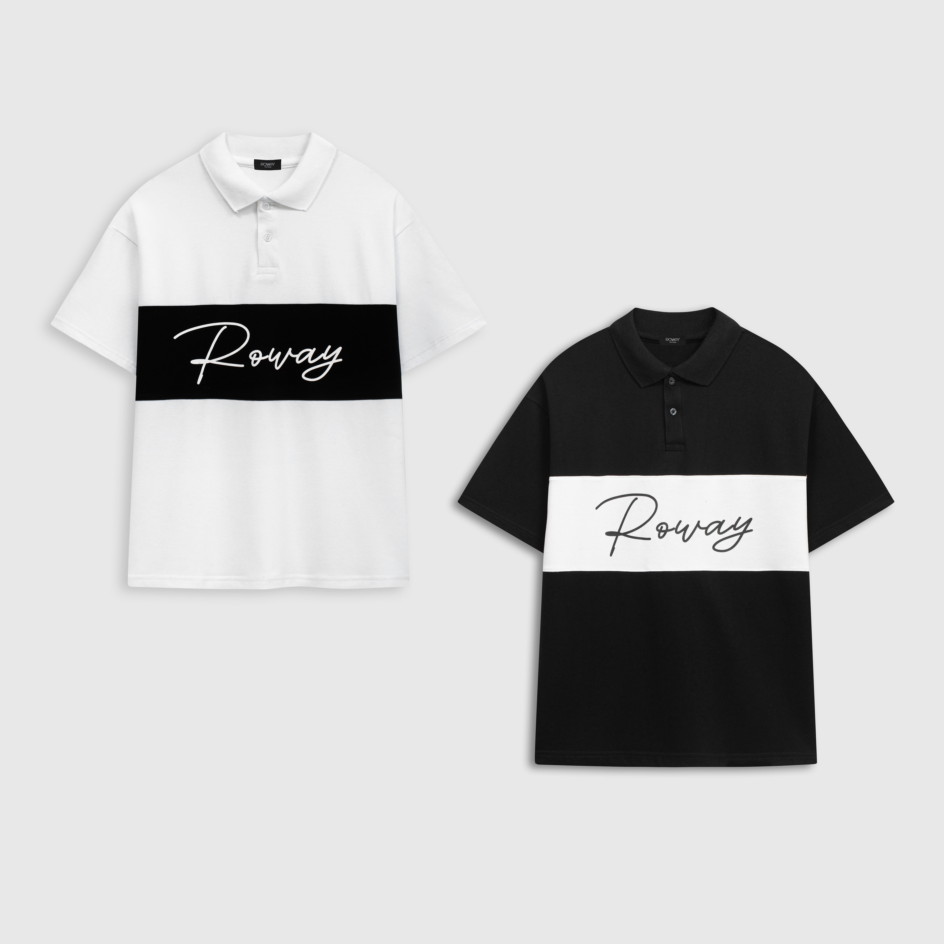 Áo Polo unisex ROWAY, form Oversize, thoáng mát, polo phối chữ