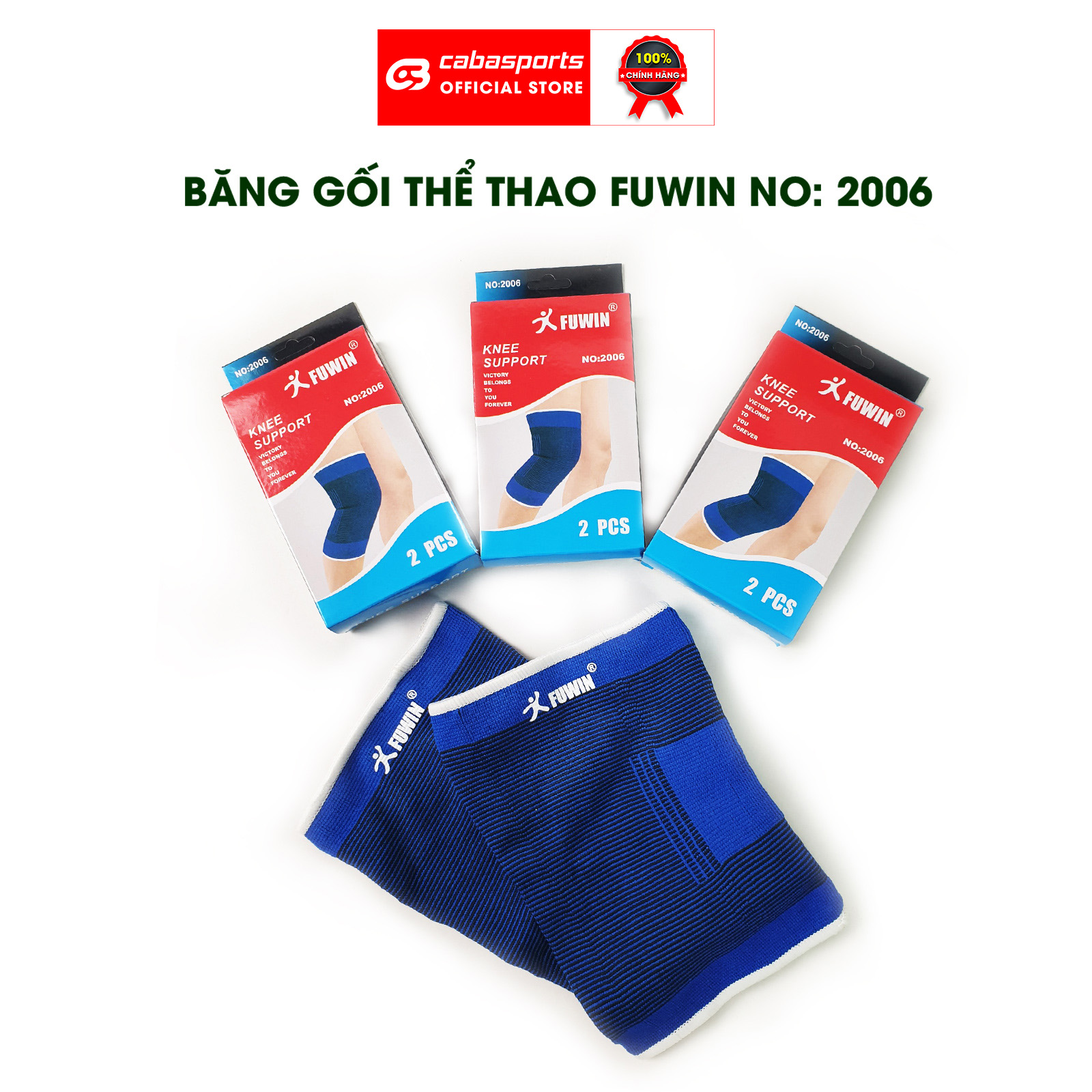 Bó gối thể thao Fuwin 2006 cao cấp - bảo vệ đầu gối khi vận động, băng gối thể thao hộp 02 sản phẩm chất lượng