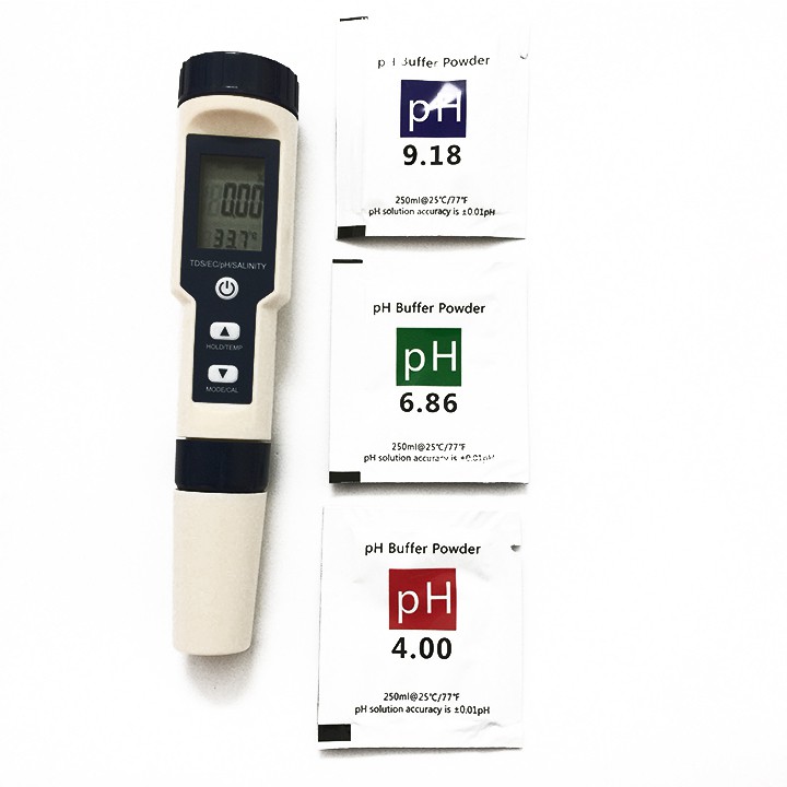 Máy đo ph nước ngoài ra dụng cụ có thể đo độ mặn, đọ sạch TDS, độ dưỡng chất EC và nhiệt độ của nước