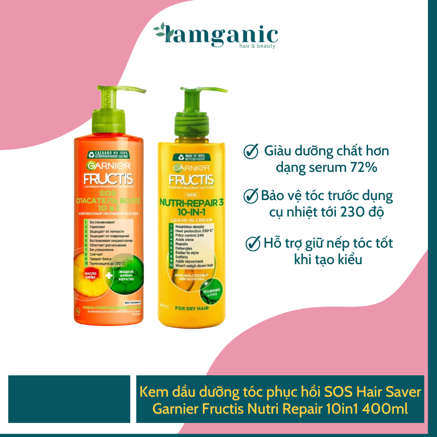 Kem dầu dưỡng tóc phục hồi SOS Hair Saver Garnier Fructis Nutri Repair 10in1 400ml