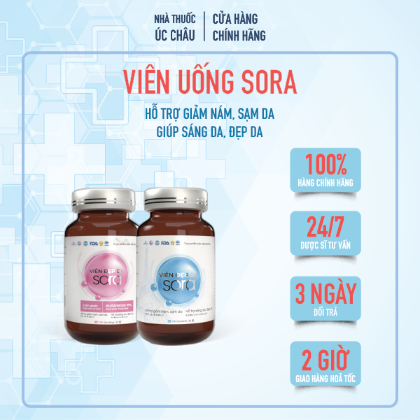 Viên uống trắng da, đẹp da sora - hỗ trợ giảm nám, đẹp da - úc châu tân bình
