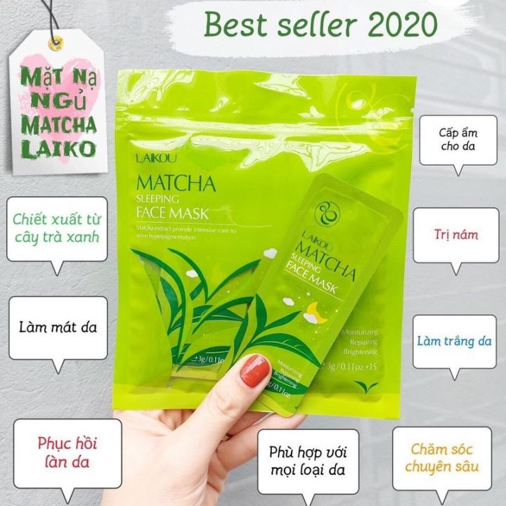 Mặt Nạ Ngủ Trà Xanh Laikou  [BỊCH 15 GÓI]