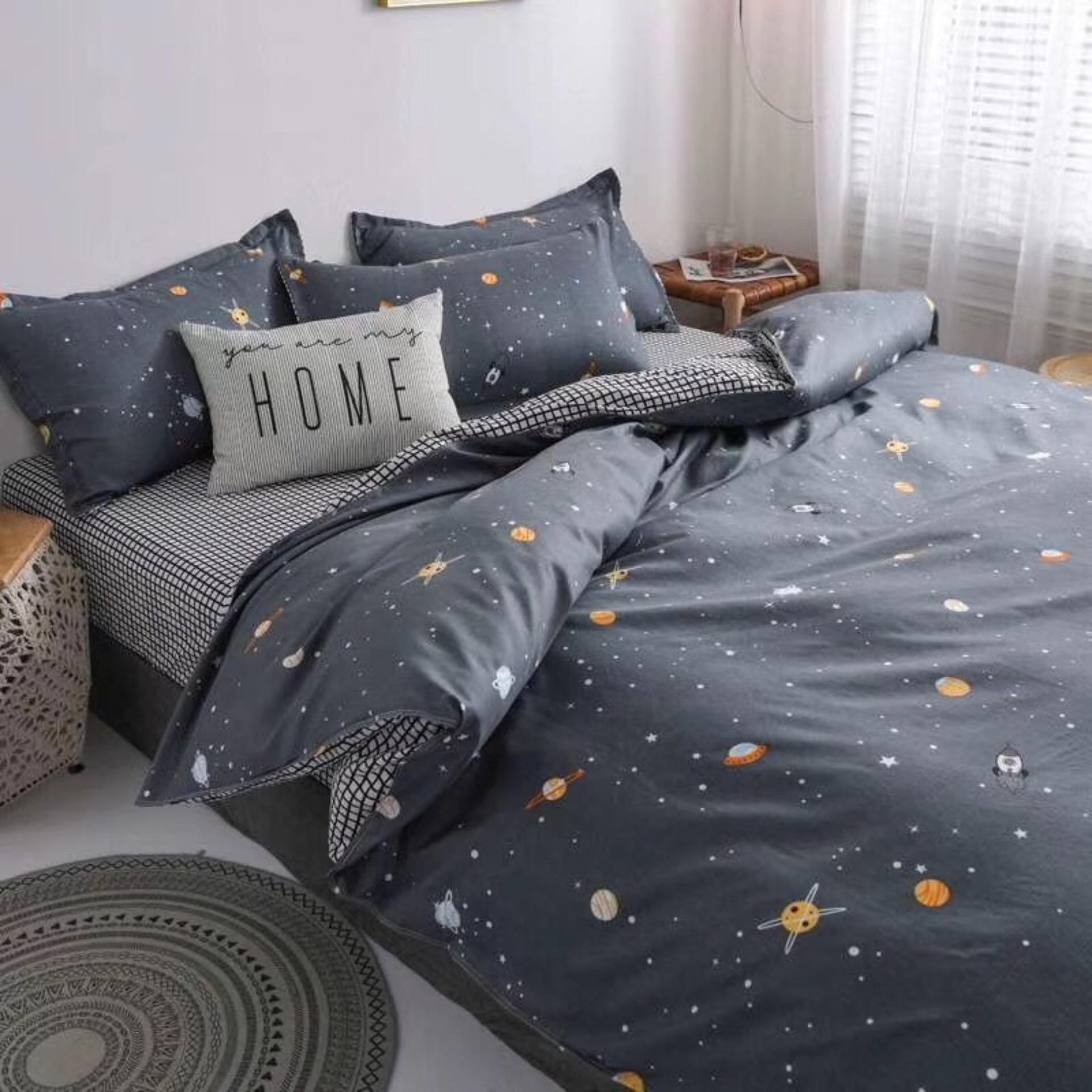 [ MIỄN PHÍ VẬN CHUYỂN ]-Bộ chăn ga gối phong cách Hàn Quốc vũ trụ bo chun đủ kích thước