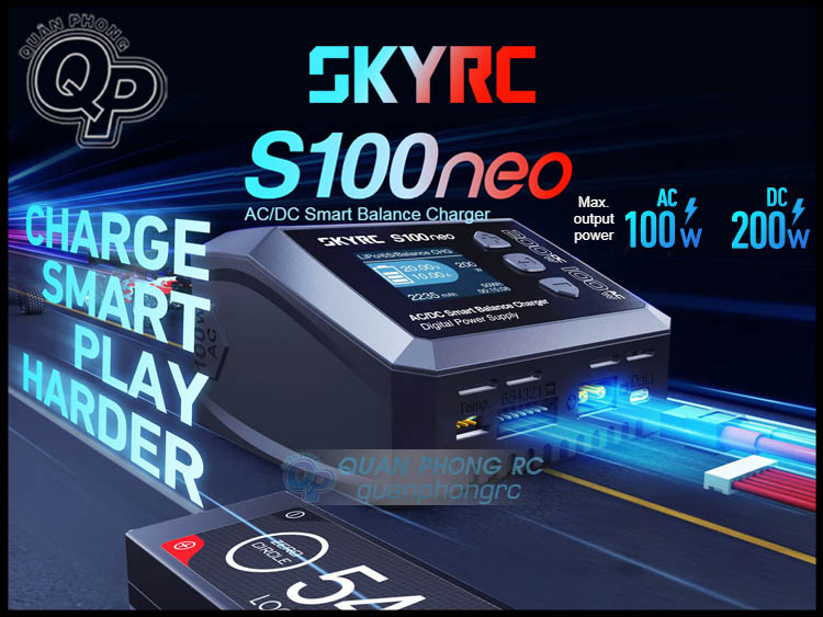 Bộ Sạc Chính Hãng SKYRC S100 Neo AC/DC Smart Balance Charger 200W Dành cho máy bay điều khiển