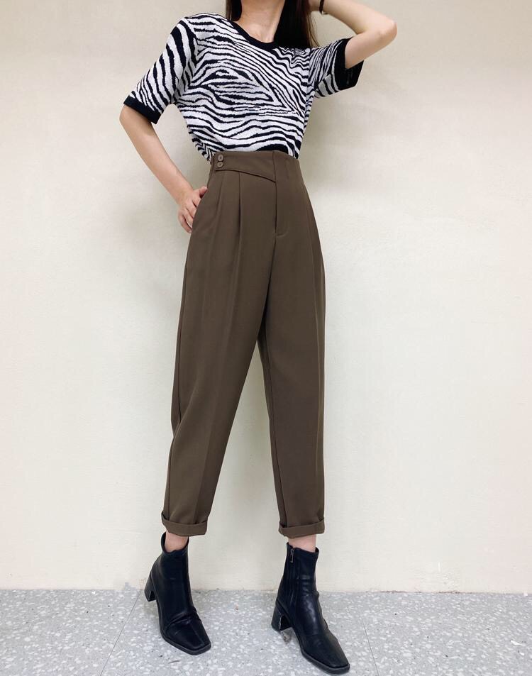 Quần baggy nữ 2 khuy lệch, quần tây nữ  lưng chun chất vải vitek chuyên may đồ Tây và công sở phù hợp mọi lứa tuổi