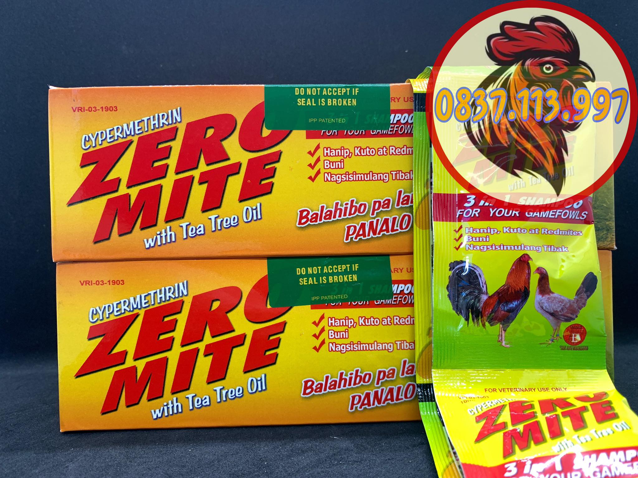 Zero mite tắm gà diệt mạt cho gà đá hộp 24 gói