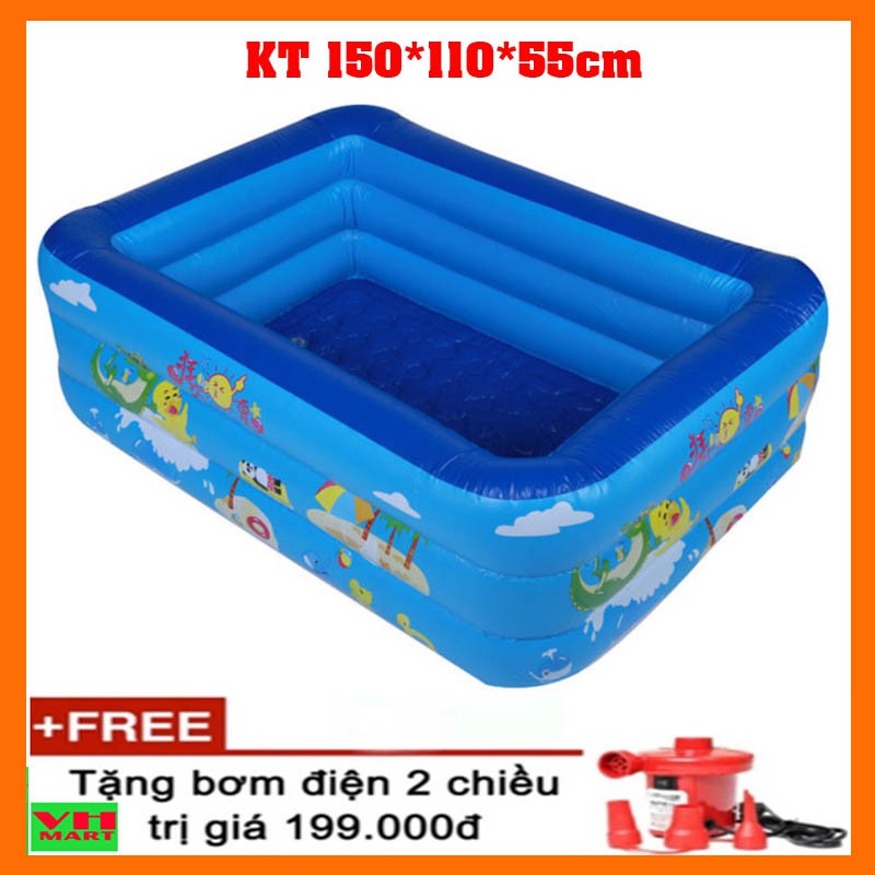 Bể bơi phao cho bé Summer Baby KT 150x110x55cm tặng kèm bơm điện