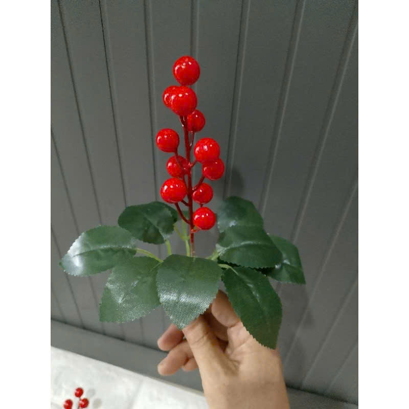 Cây giả cành cherry giả cắm bình trang trí , điểm bó hoa hộp quà