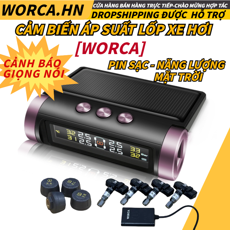 Cảm biến áp suất lốp ô tô TPMS WORCA , cảm biến áp suất lốp xe hơi gắn van Trong van ngoài, cảm biến áp suất ô tô, cảm biến áp suất lốp ô tô dùng năng lượng mặt trời,cảm biến áp suất lốp tích hợp màn Android