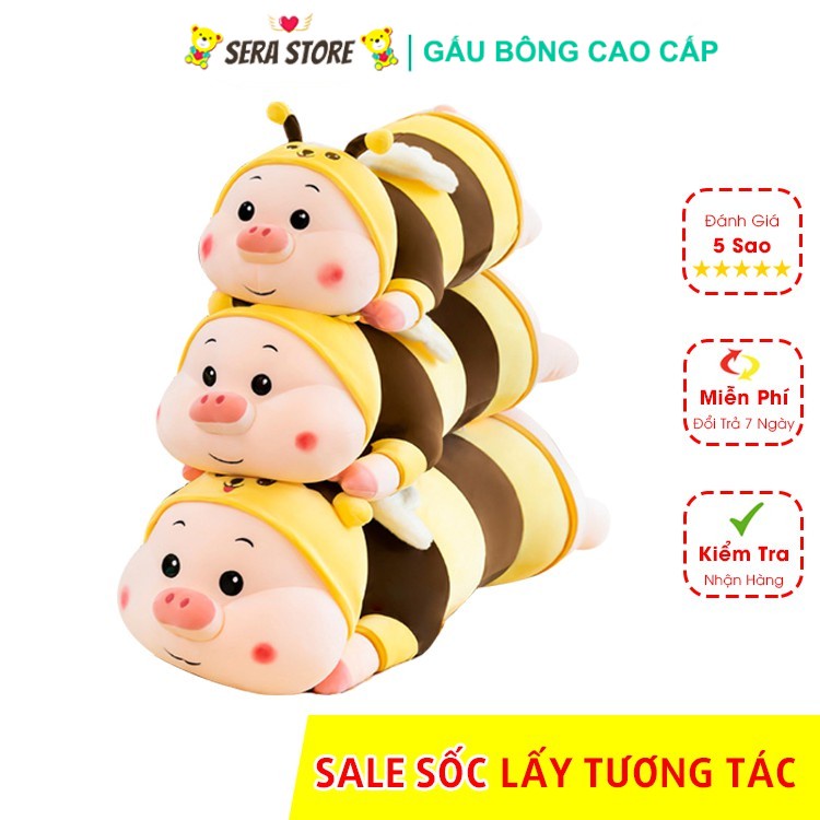 Gấu Bông Lợn Biến Hình Ong Vàng Dễ Thương Size 1M - 1M2 Gối Ôm Heo Ong Cosplay Cute Siêu Mềm Mịn Co Giãn 4 Chiều