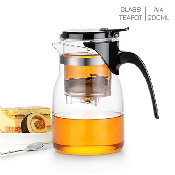 Ấm trà thủy tinh chịu nhiệt có van khóa Samadoyo A14 900ml - Bình lọc trà thủy tinh có lọc trà Samahome Shop