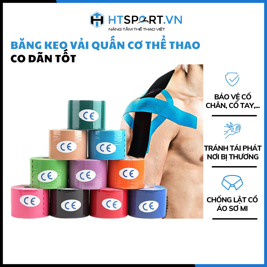 Băng Keo Vải, Băng Keo Quấn Cơ Thể Thao Đá Bóng Đá Banhh CE Co Dãn Tốt