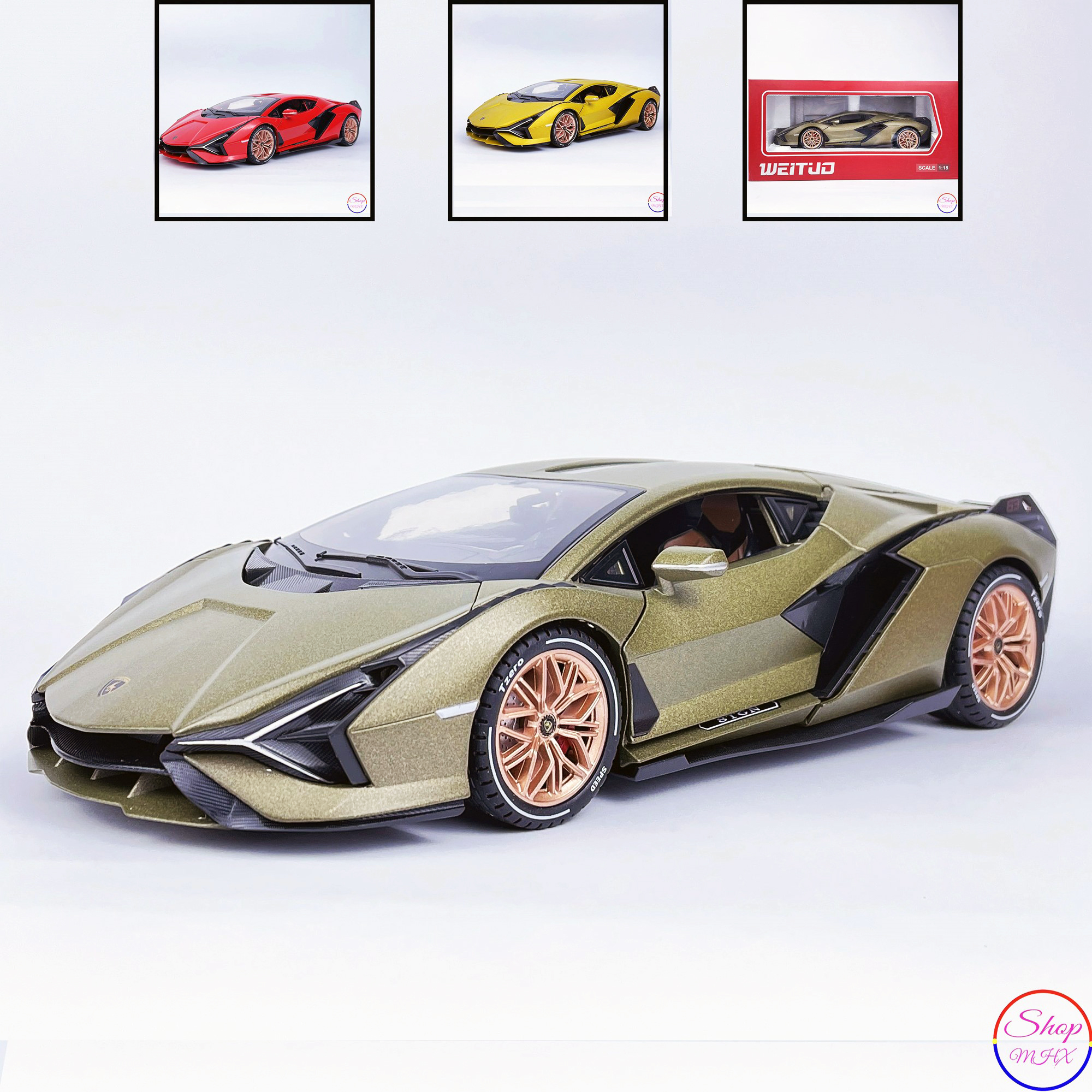Xe mô hình sắt LAMBORGHINI SIAN FKP 37 TẶNG KÈM BIỂN SỐ Tỉ Lệ 1:18  hãng Weituo