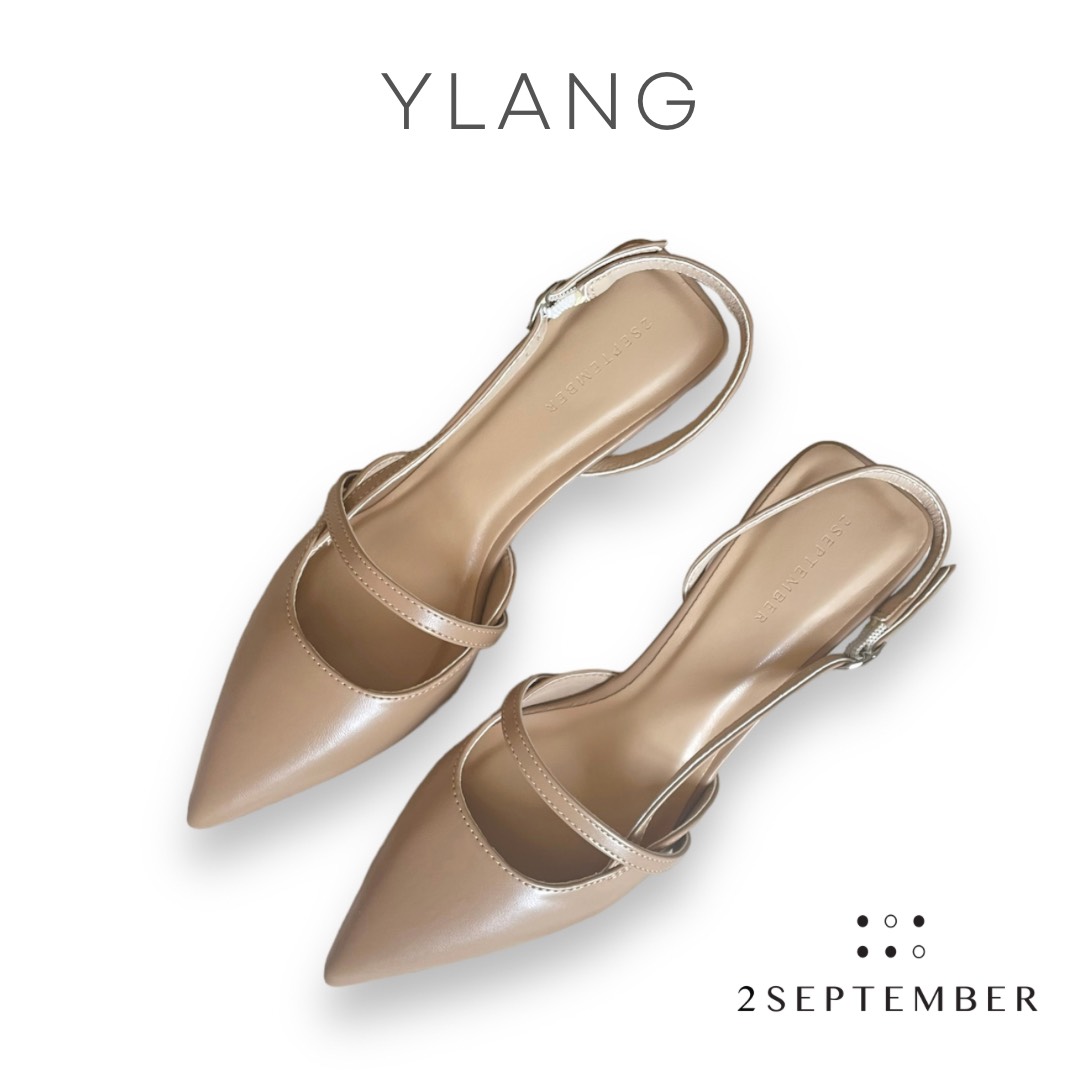 Giày cao gót Slingback 7cm mũi nhọn 2September Ylang Beige