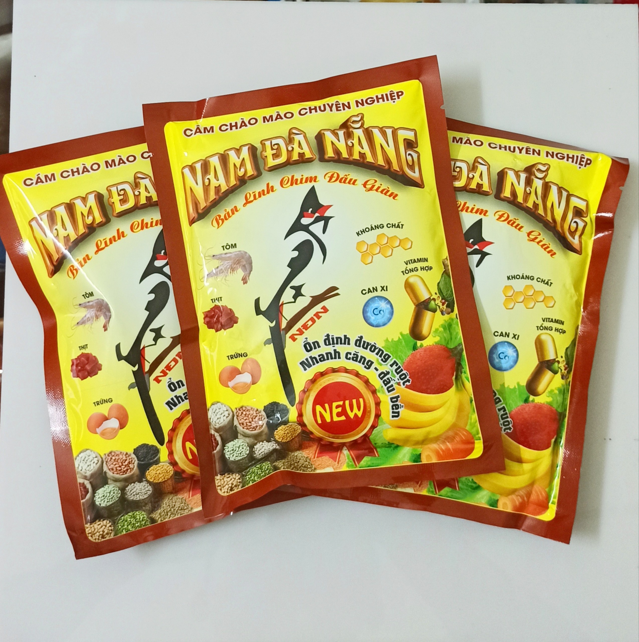 Combo 3 gói cám new nam đà nắng 600gram cám chim chào mào đấu căng lửa